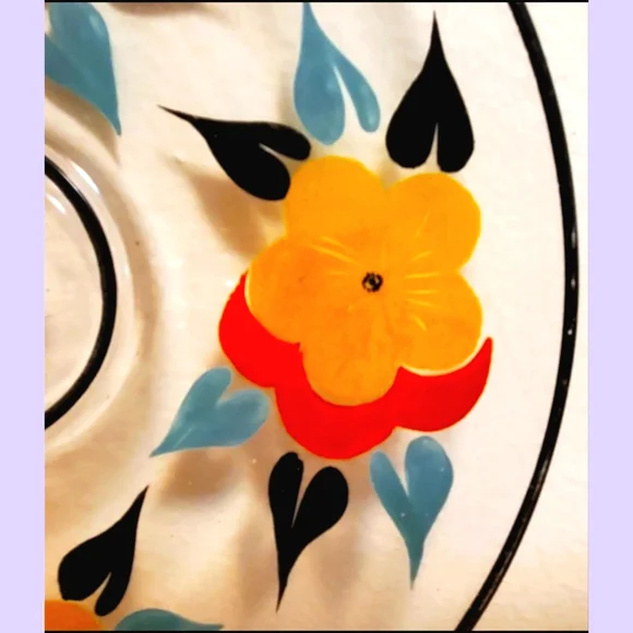 Vintage 40s/50s Hand Painted Hors d'oeuvre/Cake/Tidbit Plate - Picture 7 of 9